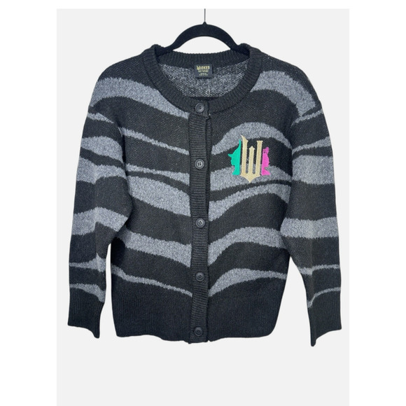 Wicked Sweater Cardigan Ariana By Paul Tazewell Women’s XS Gray/Black Zebra NWT - Picture 1 of 11